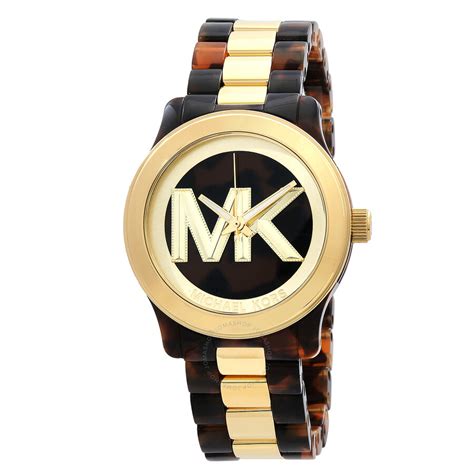 michael kors tortoiseshell rectangular chronograph watch|mk7354.